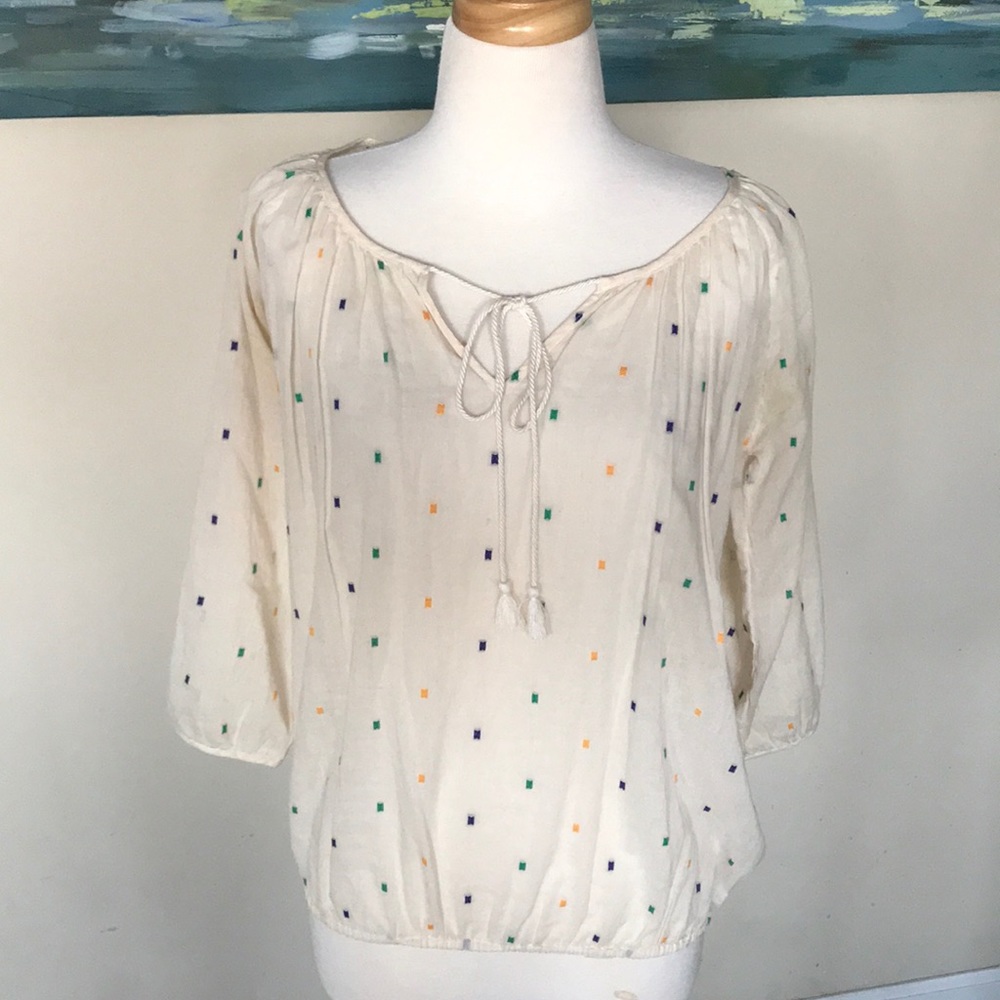 J.CREW off-white tie blouse